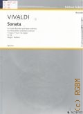Vivaldi A., Sonata: RV 52 (Nadel / Radeke): F Dur: for Treble Recorder  and Basso continuo  1971